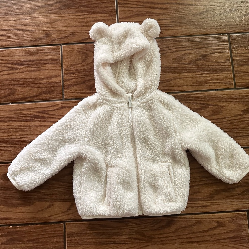 Adorable White Fuzzy Baby Hoodie